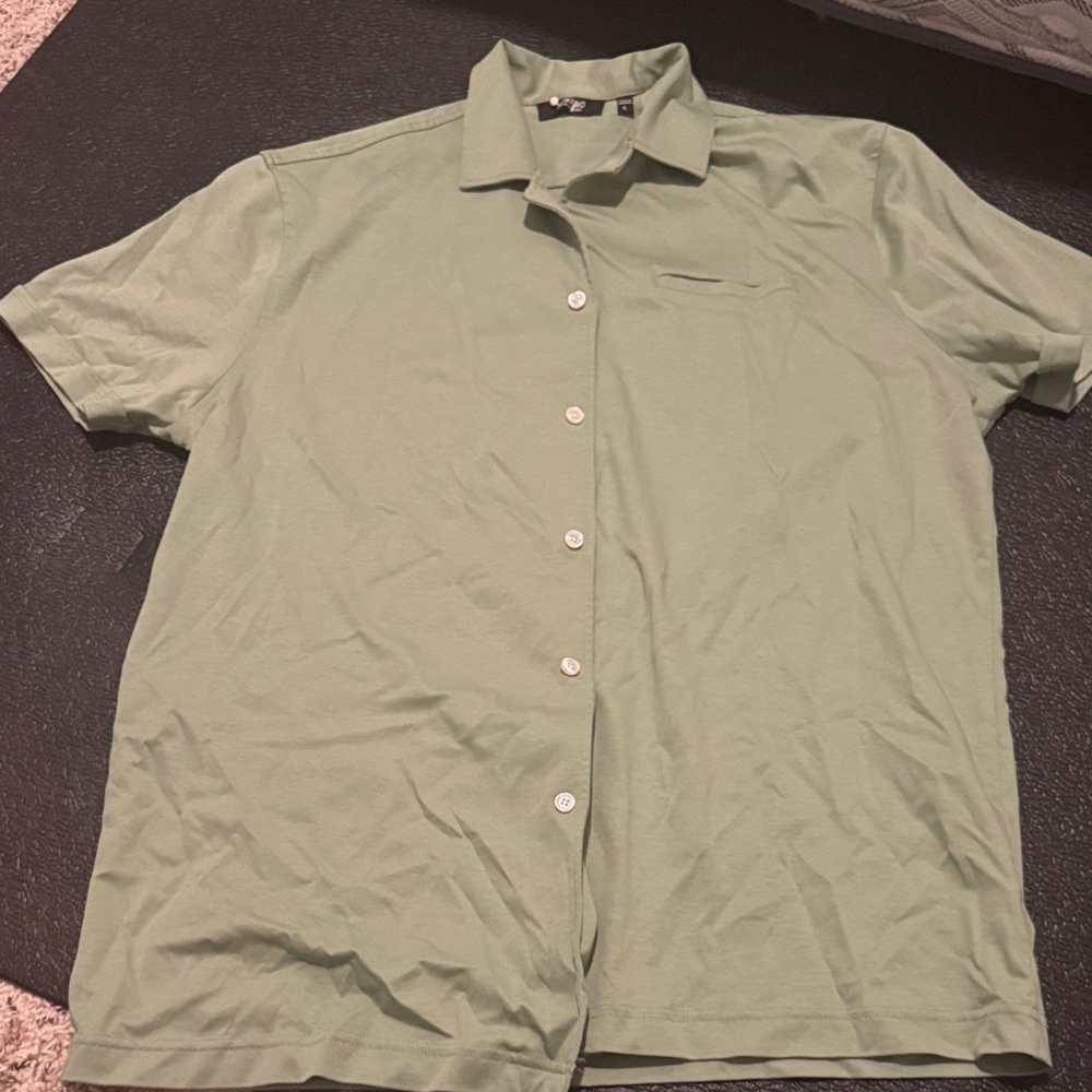 Murano Light Green Casual Button Down Shirt